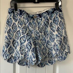 Lilly Pulitzer Blue and White Seashell Print Shorts